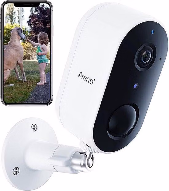 Telecamera Wi-Fi da esterno a 2,4 GHz, impermeabile (IP65), con audio bidirezionale e connettività wireless, compatibile con Alexa e Google