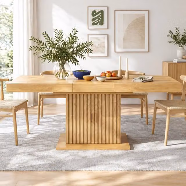 Tavolo da pranzo estensibile 140-180 cm color legno in MDF con vano contenitore