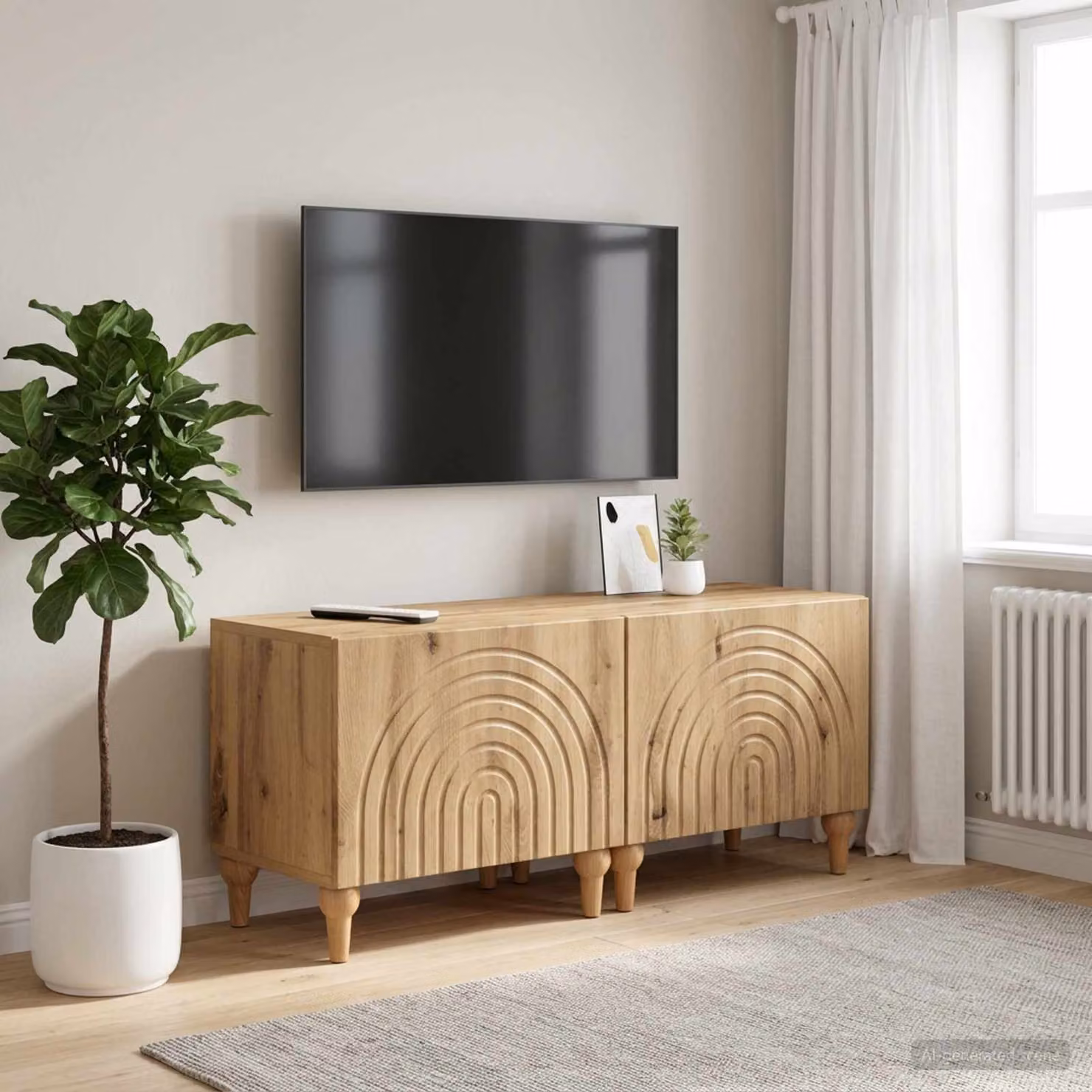 Mobile TV stand vidaXL in legno ingegnerizzato color rovere marrone con scomparti multimediali e design moderno