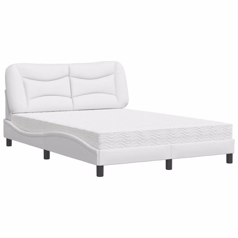 Letto con Materasso Hvar Bianco 120x200 cm in Pelle finta
