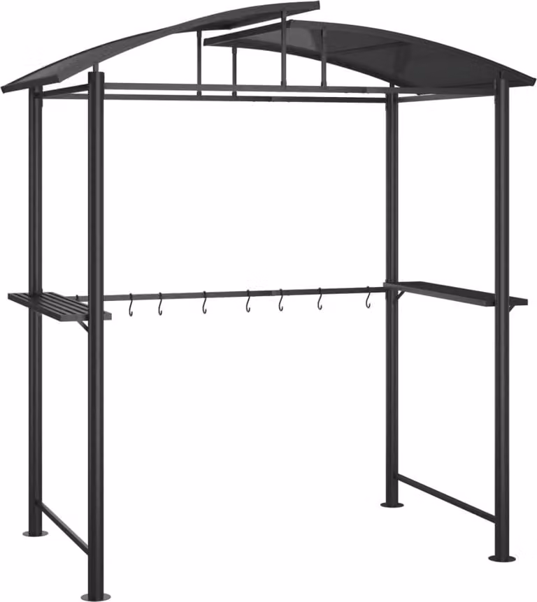 Gazebo Barbecue Ripiani Laterali Antracite 210x114x230 Acciaio