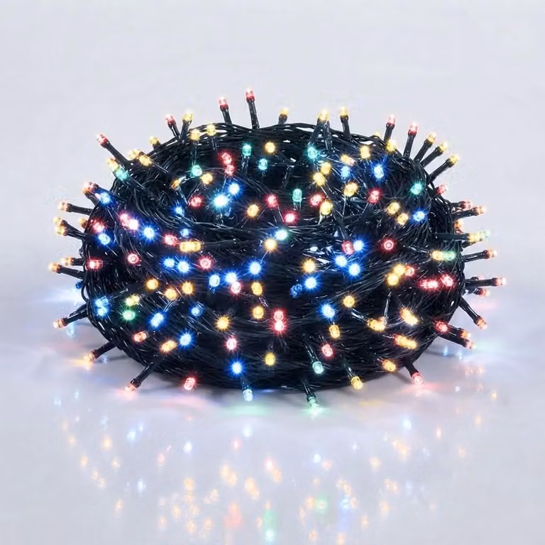 Catena luminosa natalizia a LED, multicolore - 180 LED / 16 metri - Illuminazione decorativa per esterni con timer