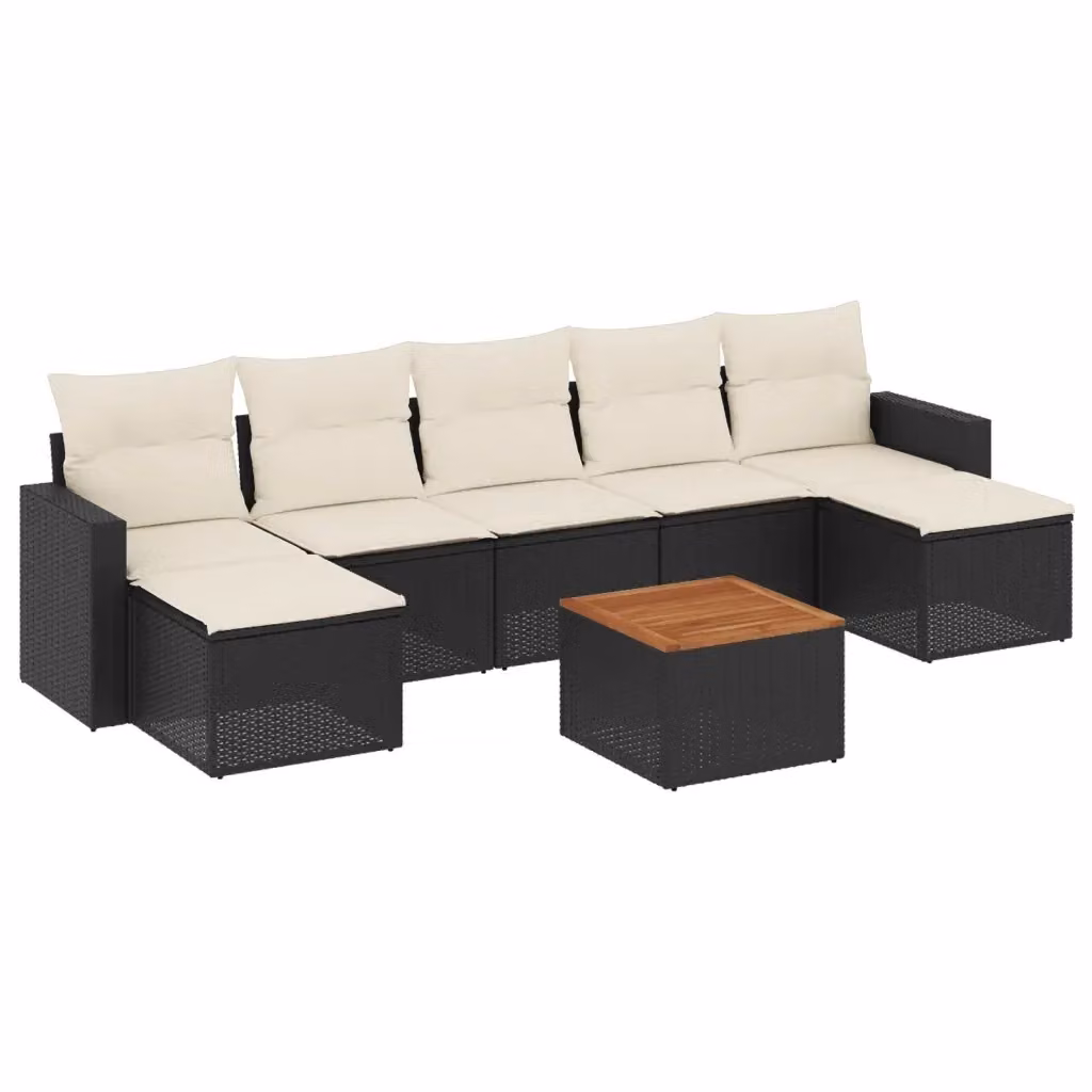 Set di divani da giardino vidaXL in polyrattan nero con 8 pezzi e cuscini inclusi – 2