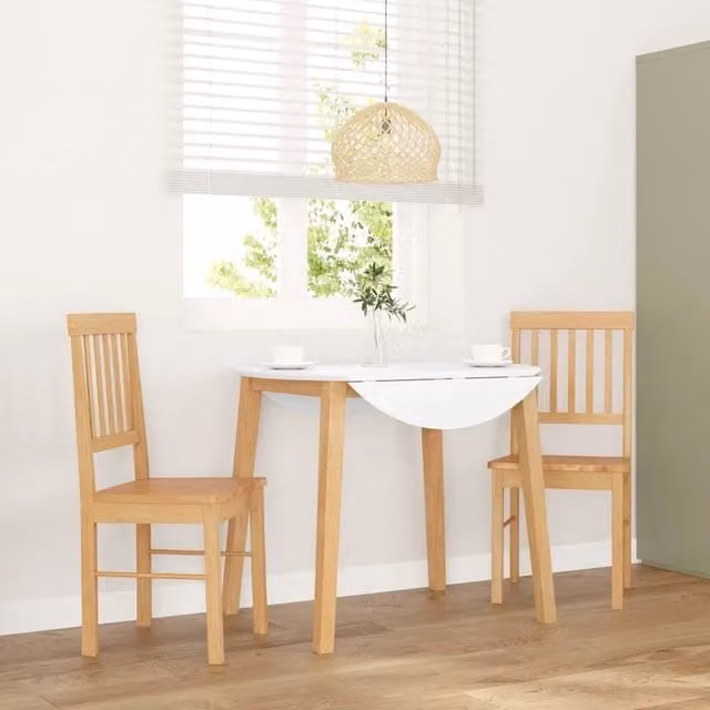 Set di 2 sedie da pranzo vidaXL in legno massello di Hevea, colore marrone e beige