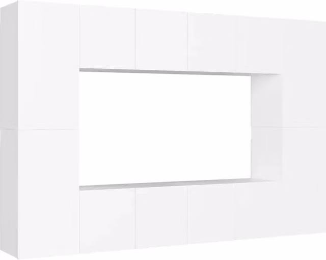 Set Mobili Porta TV 8 pz | Armadietto TV | Mobile Porta TV Bianco in Legno Multistrato