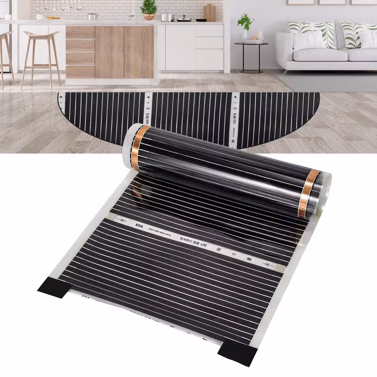 Foglio riscaldante Jayseuw 220 Watt/m2, set di fogli riscaldanti, riscaldamento a pavimento adatto per 5m2, infrarossi-elettrico, LxL: 200x50cm (per pezzo)
