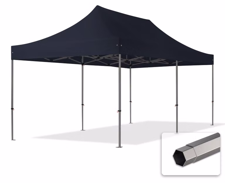 TOOLPORT 3x6 m gazebo pieghevole PVC, PREMIUM acciaio, nero