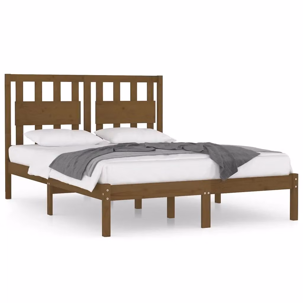 Giroletto Ambra in Legno Massello di Pino Marrone senza Materasso L/P: 200 x 200 cm – 2