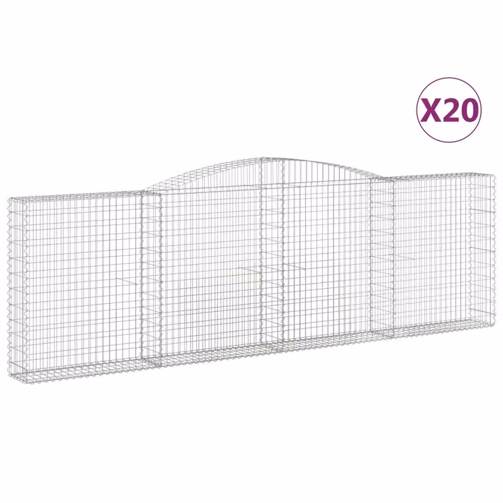 Set di 20 Cesti Gabbioni ad Arco Videx in Acciaio Zincato Colore Argento L: 400 cm, P: 30 cm, H: 120/140 cm – 2