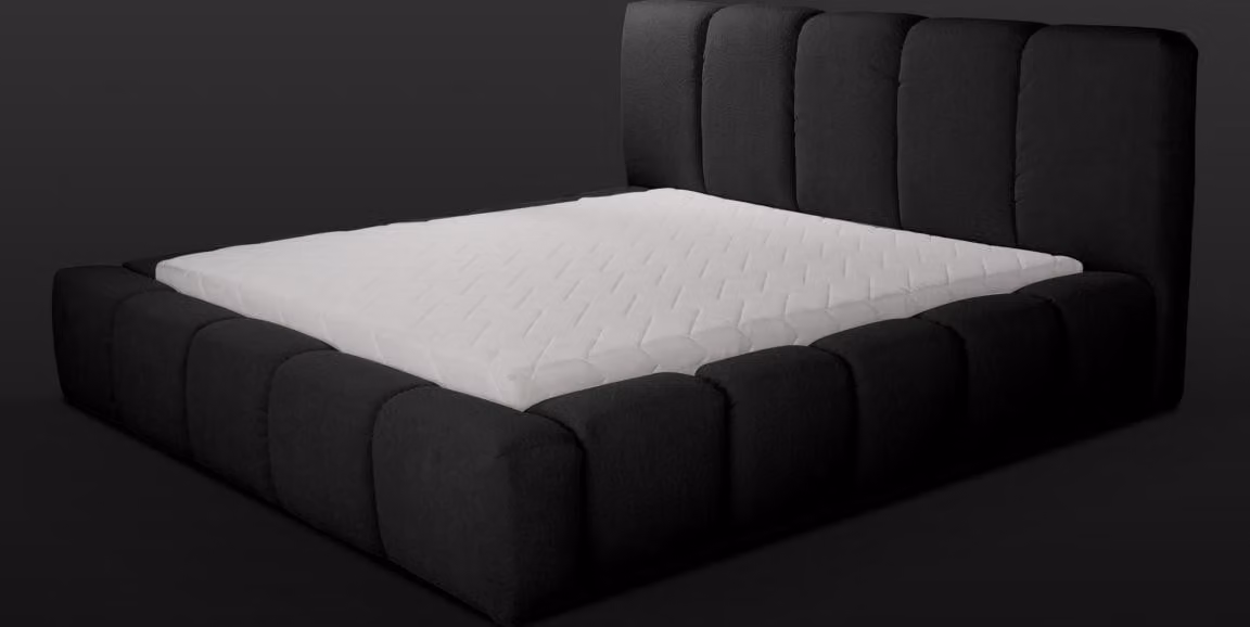 Bett Schwarzes Doppelbett Schlafzimmer Holzmöbel Design Polstermöbel Stoff