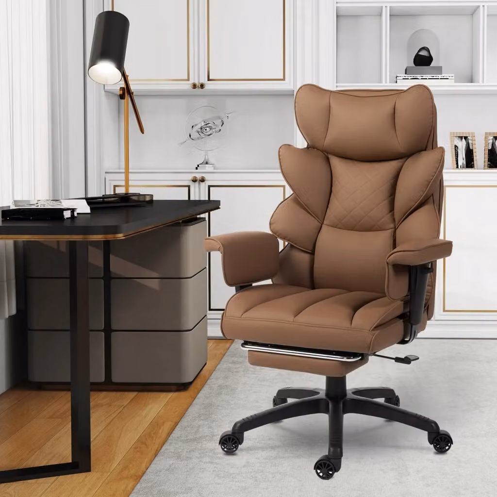 Sedia Gaming DOWINX Marrone in ecopelle con poggiapiedi, poggiatesta e schienale reclinabile da 90° a 135° – 2