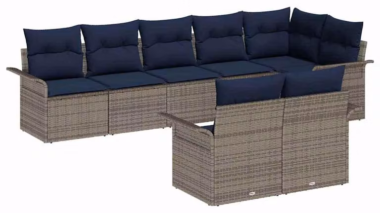 Set Divano da Giardino 8 pcs Grigio polyrattan