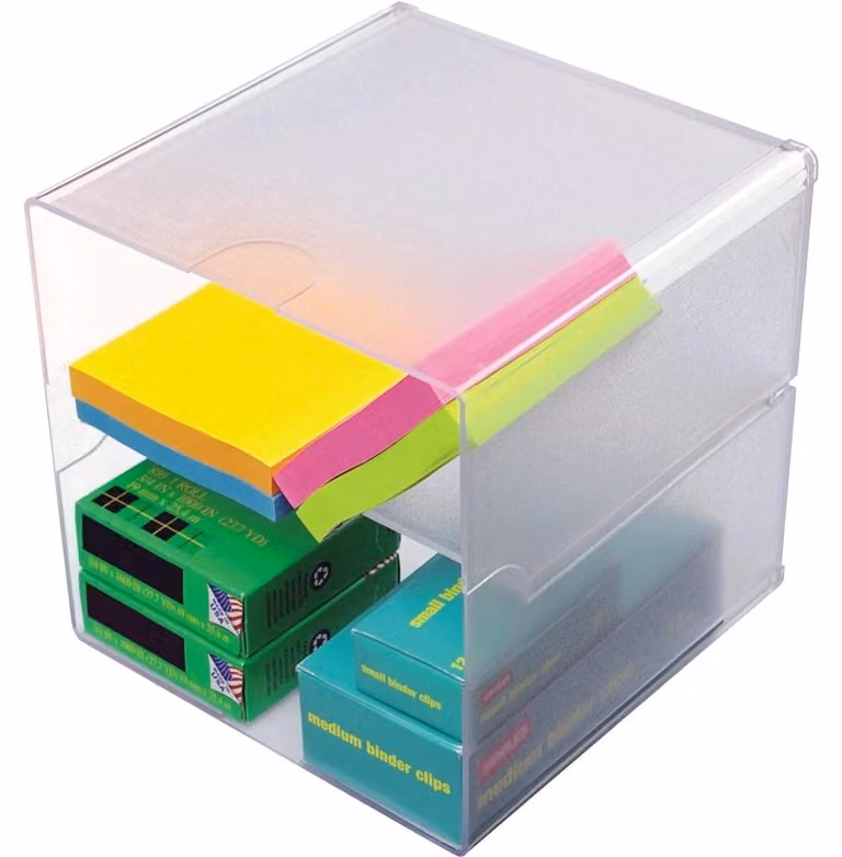 deflecto 350701 deflecto Organisationsbox Cube, 2 Fächer, glasklar