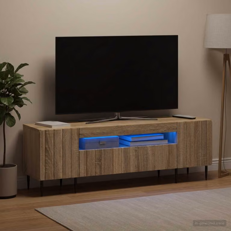 Mobile TV LED vidaXL ZWOLLE in Rovere Sonoma con illuminazione integrata, L 153 x P 35 x H 43 cm