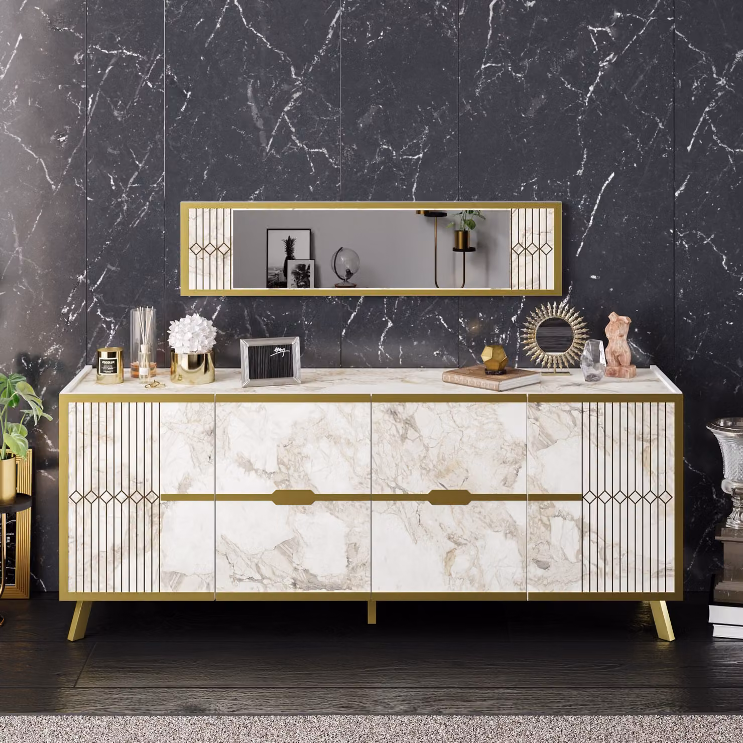 Skye Decor, Frida - White, consolle, bianco, 100% pannelli truciolari rivestiti in melamina, 120 x 29,5 cm