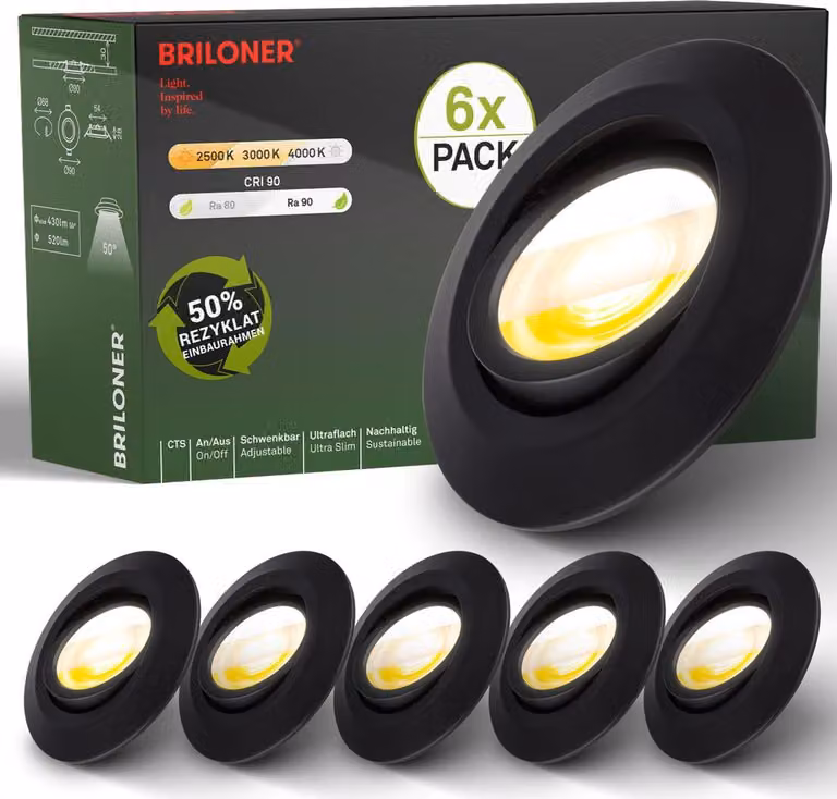 Set da 6 faretti LED da incasso 230V LED faretti da incasso orientabili CTS Ra90