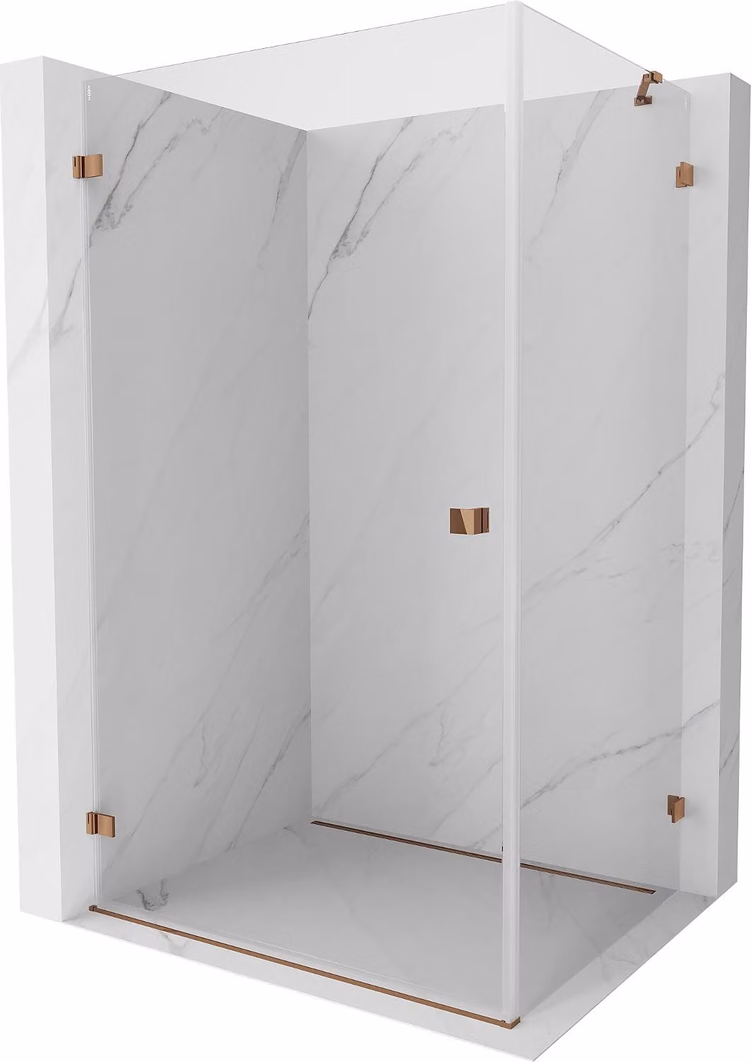 Mexen Lunar-B cabina doccia a battente sinistra 100 x 80 cm, trasparente, oro rosa - 832-100-080-60-00-L