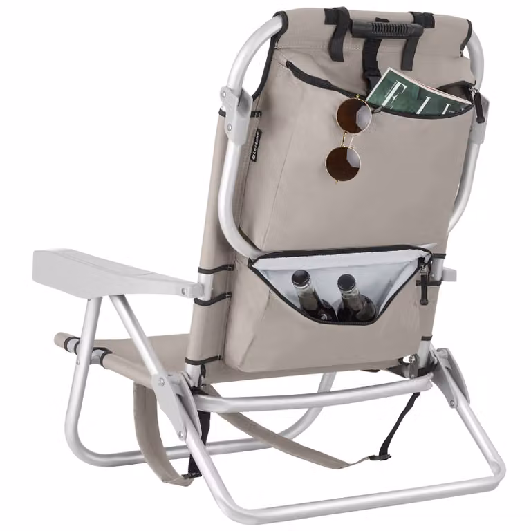 Set di 2 sedie da giardino tectake in alluminio beige con cuscini e poggiatesta regolabile