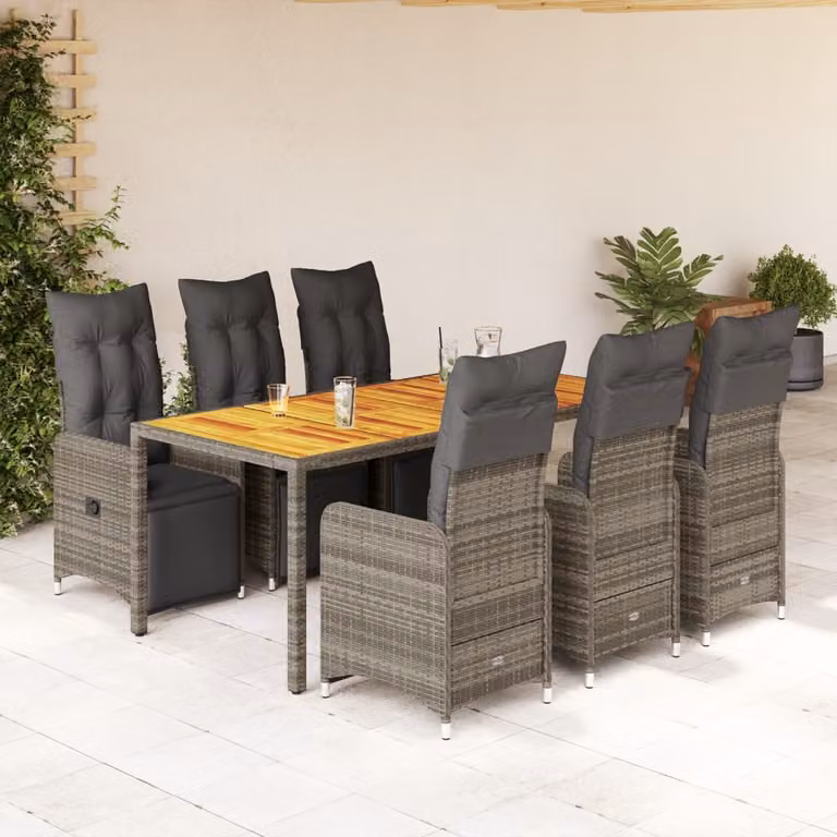 Maison Exclusive - Set da giardino bistrot 7 pezzi con cuscini grigio in polyrattan