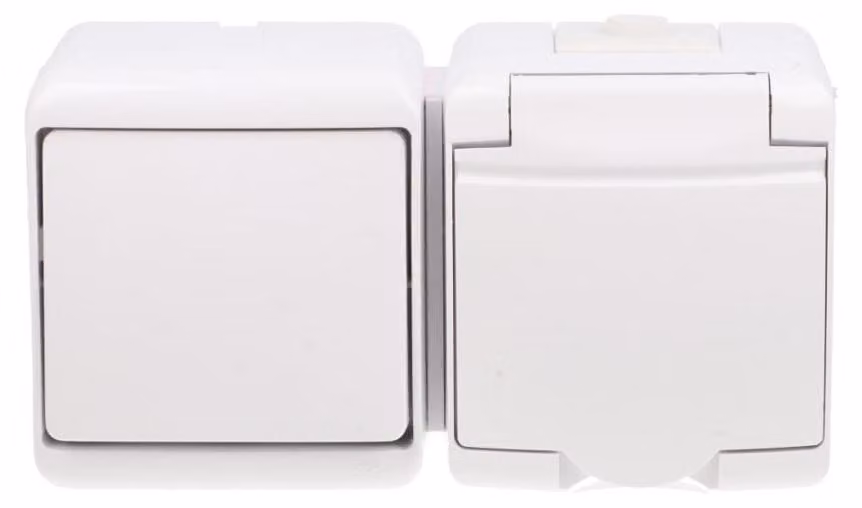 Presa con interruttore n. 1, IP54, bianco, Karlik