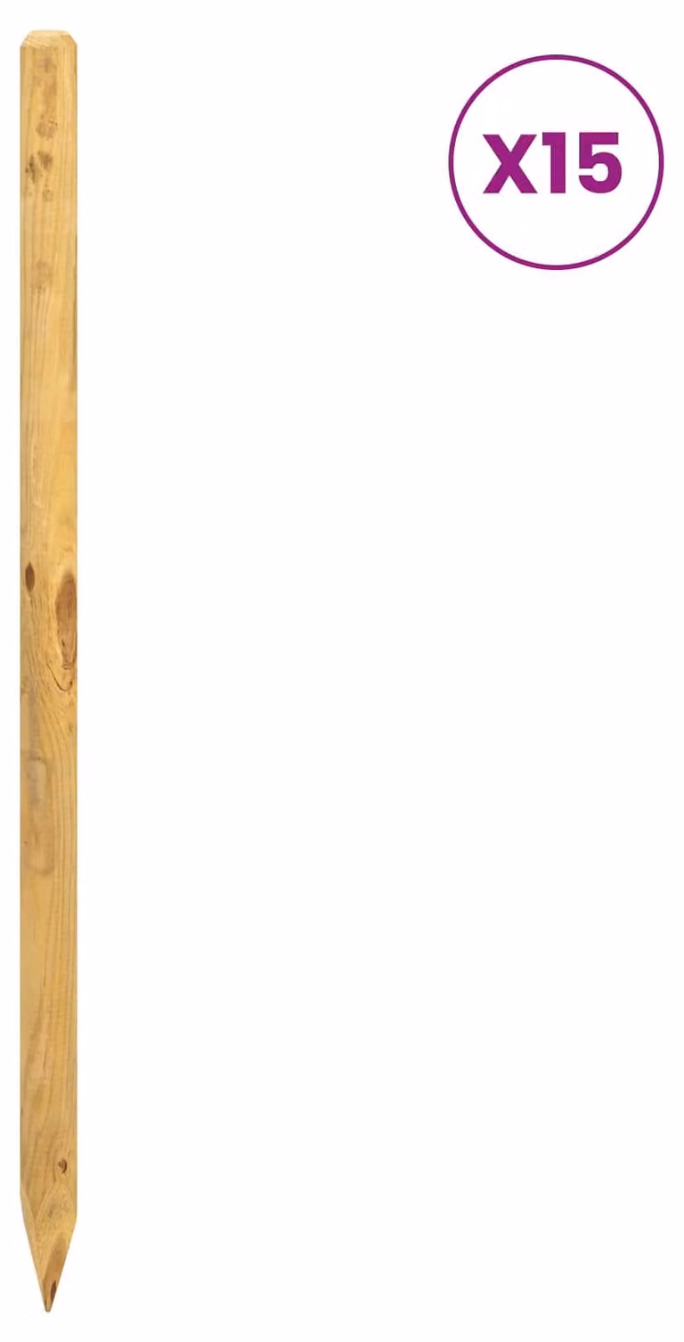 Pali di recinzione, 15 pezzi, colore marrone, altezza 150 cm, legno di pino massello