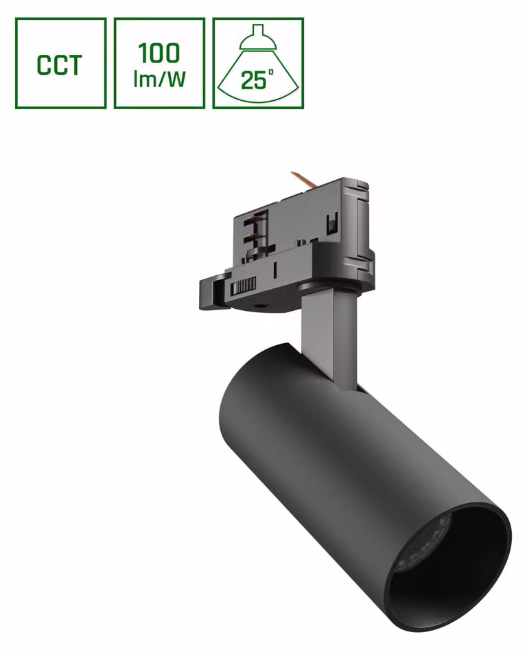 faretto a 3 circuiti ANDROMEDA PRIME 8W nero CCT 3000/4000/6000K 25°