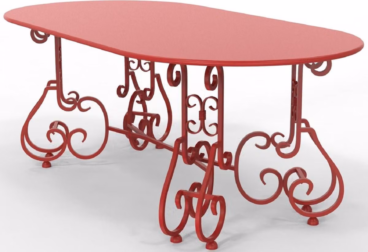 Casa Padrino Tavolo da giardino in stile liberty 200 x 100 x H. 73,5 cm - Vari colori - Tavolo ovale in ferro battuto per giardino e patio - Mobili da giardino e patio in ferro battuto in stile liberty