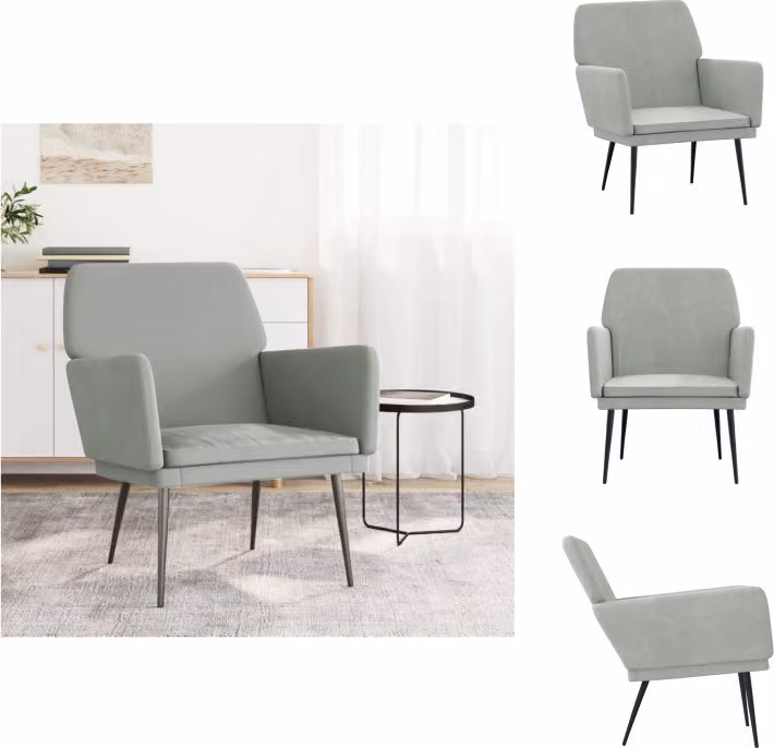 vidaXL Poltrona grigio chiaro 62x79x79 cm in velluto - Poltrona