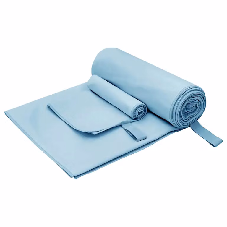 Set di 2 asciugamani sportivi in microfibra vidaXL blu, asciugatura rapida, L: 200 cm x P: 100 cm e L: 50 cm x P: 30 cm