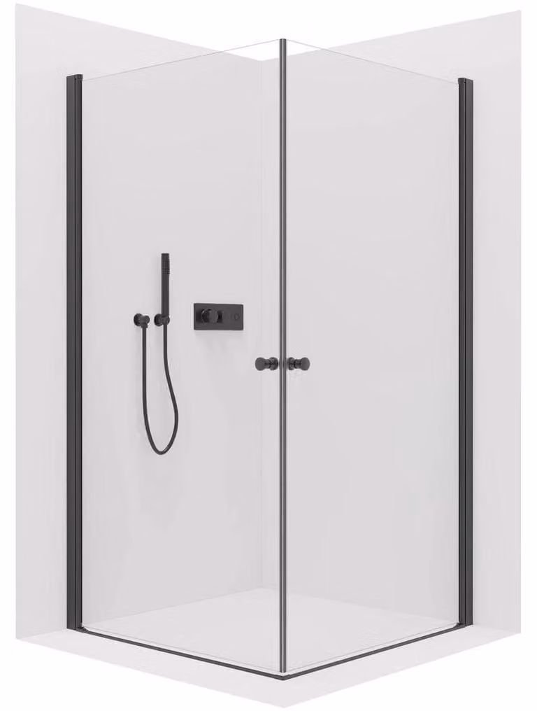 Cabina doccia Antelo Duo L/P - 6 mm - vetro trasparente e nero opaco - 110x70x190 cm - a battente