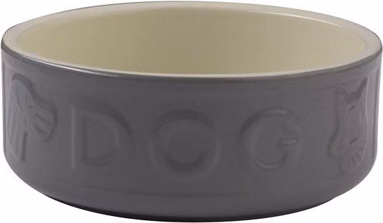 Cuccia per cani in Vetroceramica con scritta, grigia, 15 cm