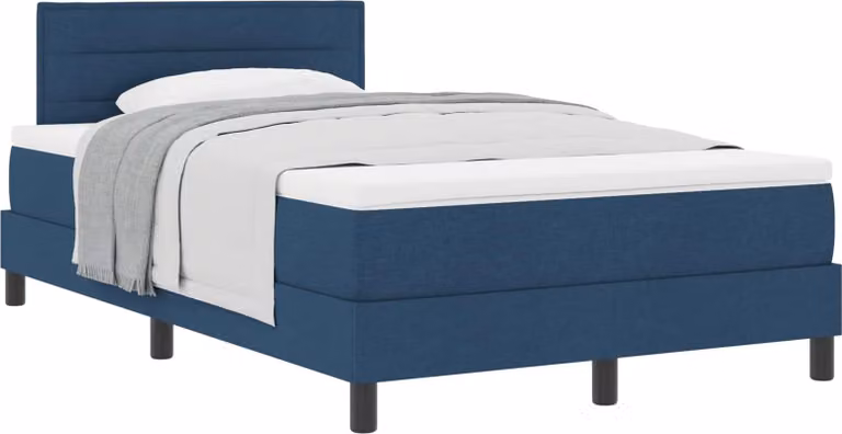 Letto a molle con testiera Blu 120 x 190 cm Tessuto