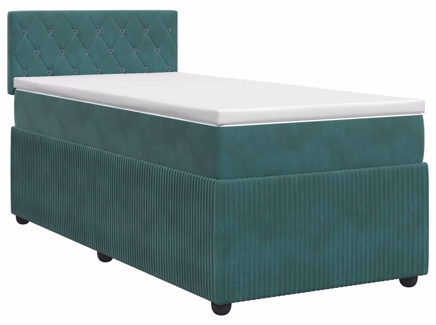 Letto a molle con materasso verde scuro 90 x 200 cm in velluto