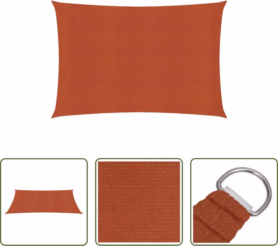 The Living Store tenda da sole 160 g/m² rosso terracotta 5x7 m HDPE