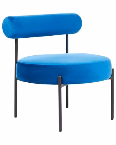 Beliani Sedia senza braccioli Seduta rotonda Roll Back Design vintage Rivestimento in velluto Blu Marino