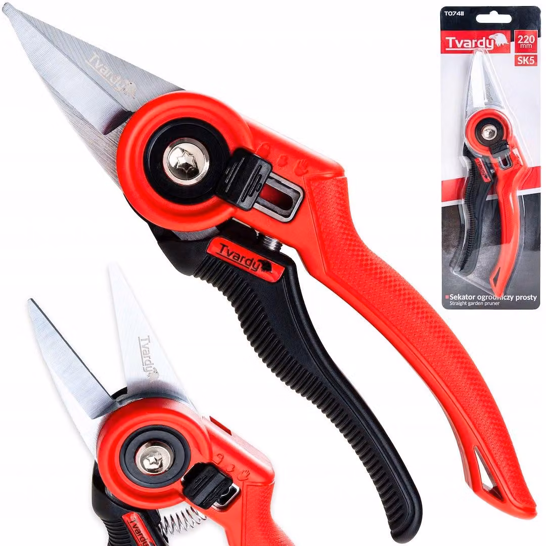 Tvardy: forbice da giardino bypass, lama da 220 mm, acciaio SK5 per tagli di precisione