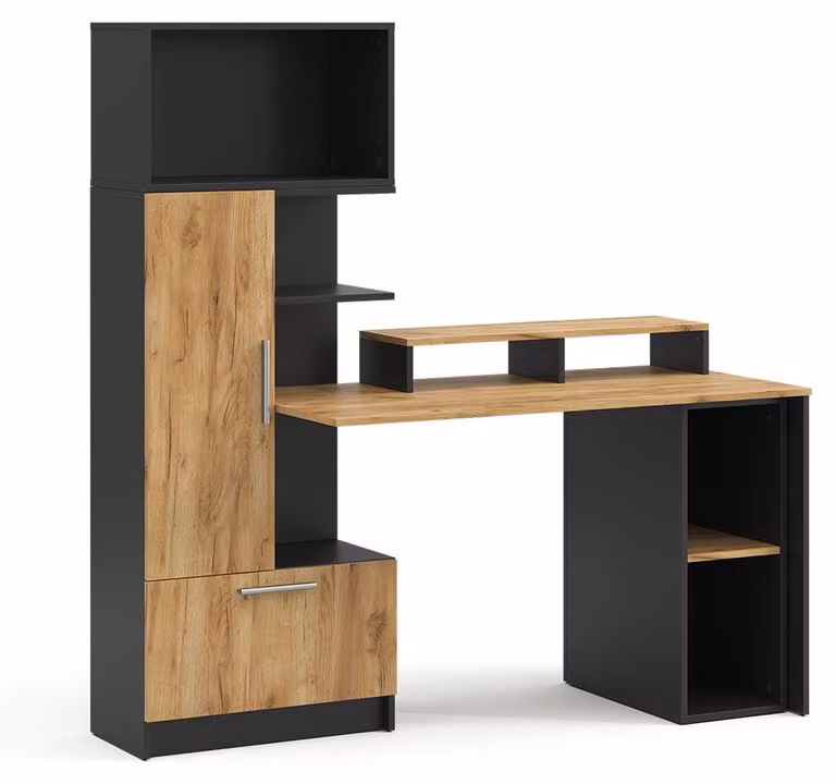 Scrivania con ripiani Vicco Tomy Antracite/Rovere dorato 150 x 59 cm Set di 4, Model 59187