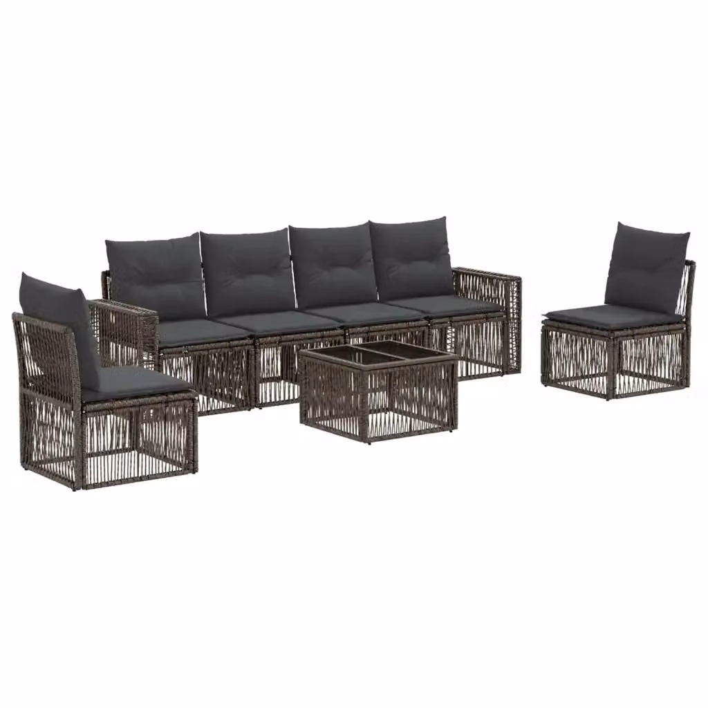 Set Divano da Giardino Moderno vidaXL in Polyrattan e Metallo, 7 Pezzi, Grigio – 2