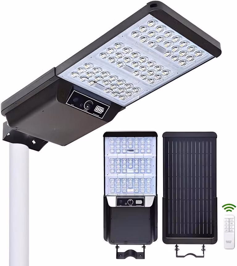 Solarsys - Luce solare per esterni, LED, 40 W, 9200 lm - sensore PIR, doppio CCT 3000 K/6000 K, batteria ricaricabile 3,2 V, 45 Ah con BMS, ideale per parcheggi, ingressi e grandi giardini