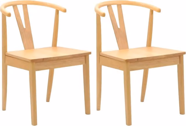 Sedia da pranzo 2 pz | Sedie da cucina Naturale Legno di gomma solido