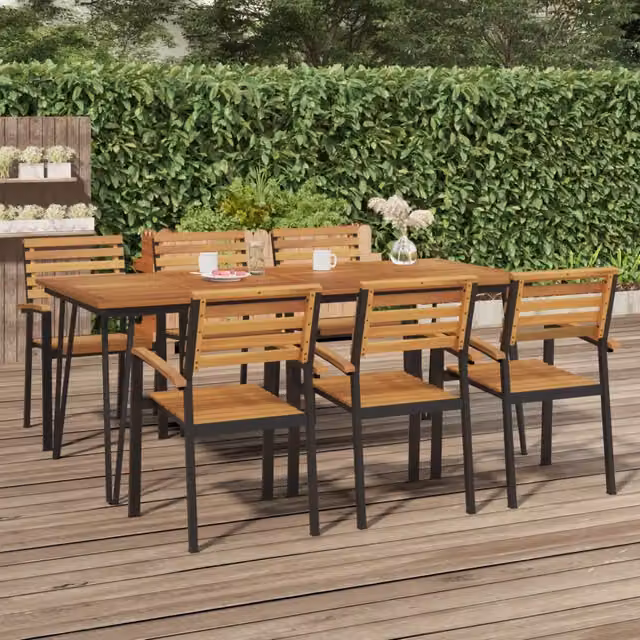 Tavolo Giardino con Gambe Forcella 200x90x75 cm Massello Acacia 319522