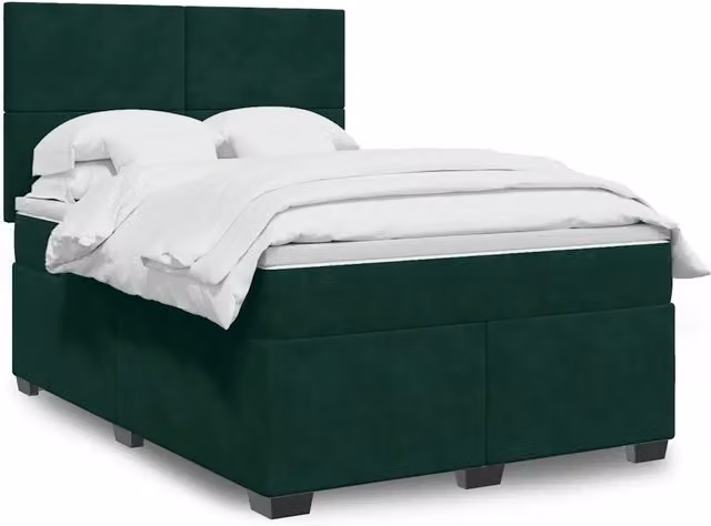 Giroletto a Molle con Materasso Verde Scuro 160x200 cm Velluto 3290951