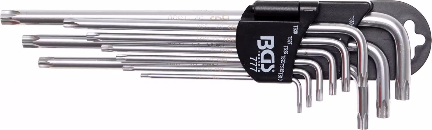 BGS Set di chiavi esagonali extra lunghe a profilo TS (per Torx Plus) TS10 - TS50 9 pz - 777