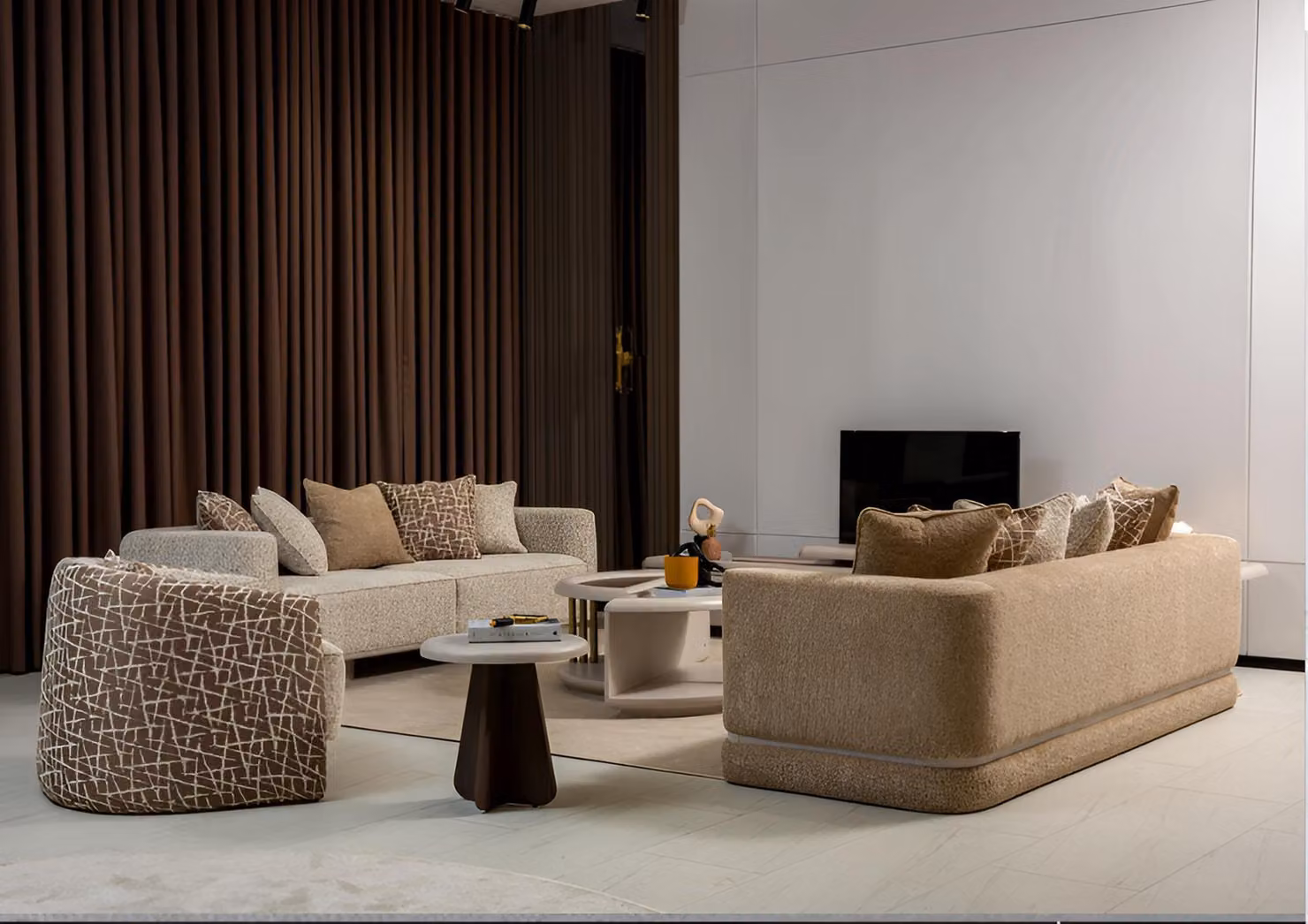 Moderne Sofas und Stuhl im eleganten Wohnzimmer Design Hochwertig Möbel