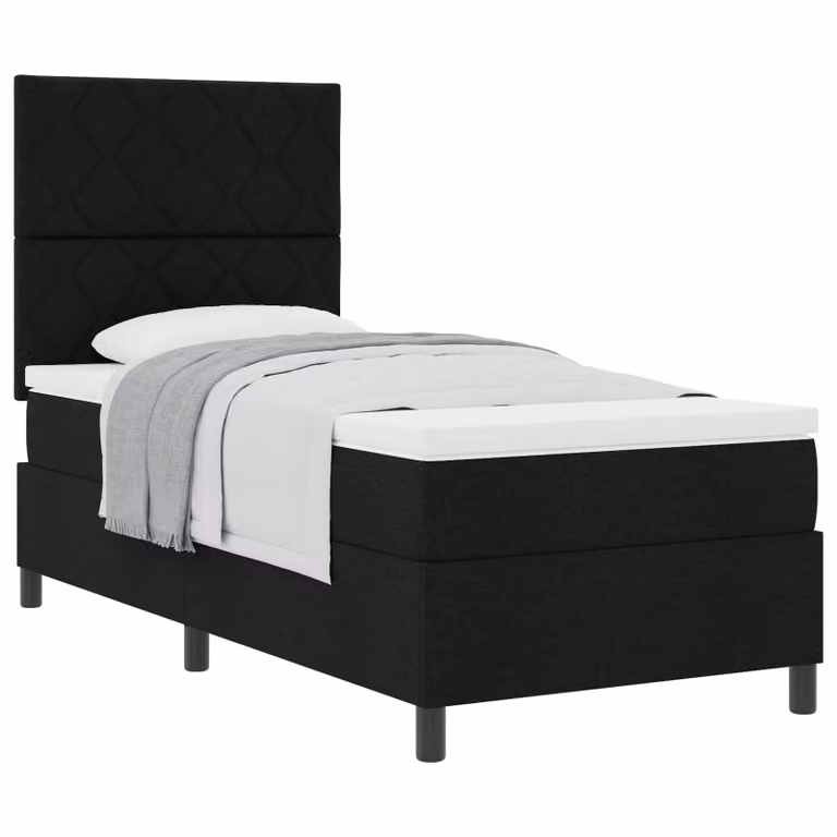 Letto a molle con testiera vidaXL in tessuto nero L 100 x P 200 cm