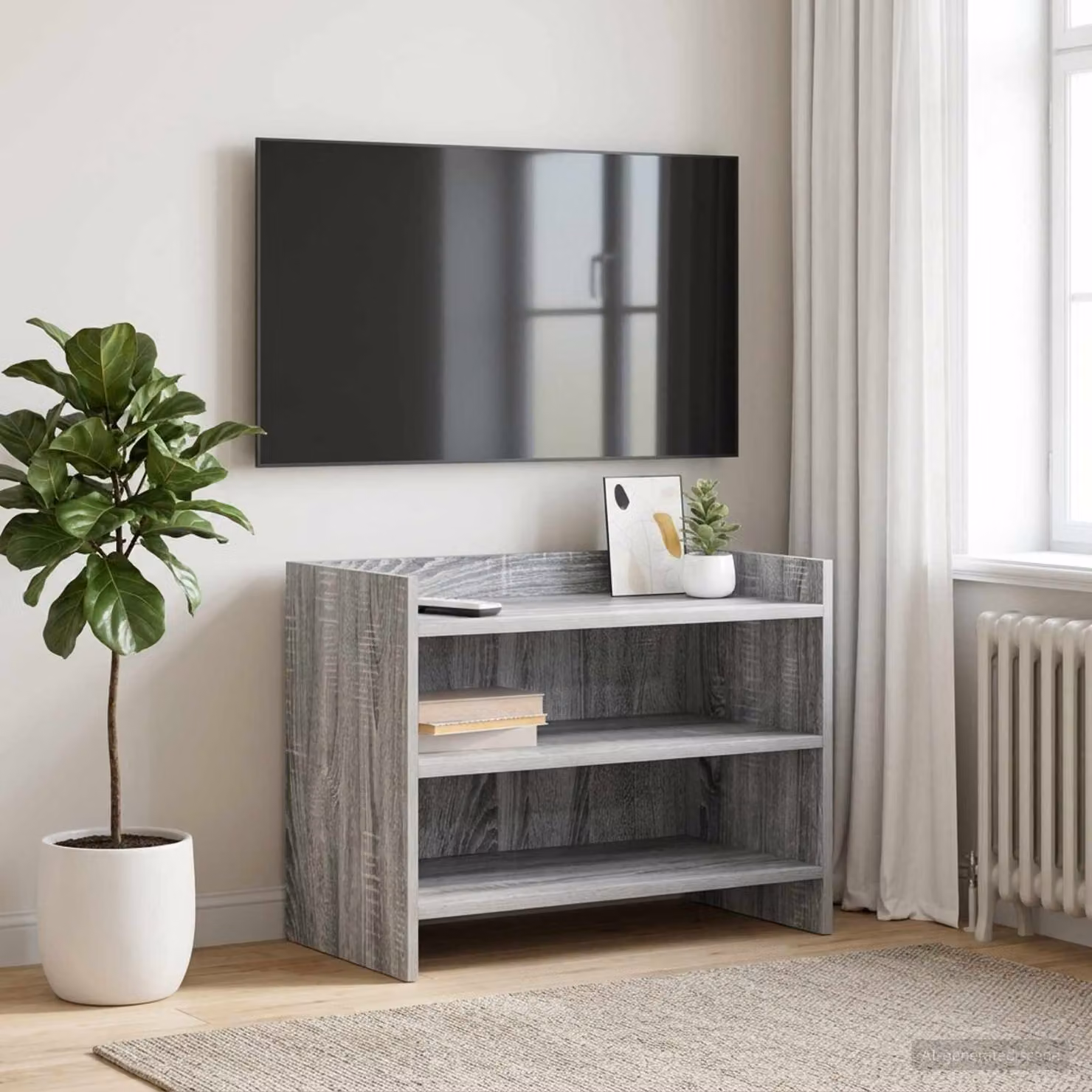Mobile TV moderno vidaXL in legno ingegnerizzato grigio L 60 cm, P 33 cm, H 47 cm