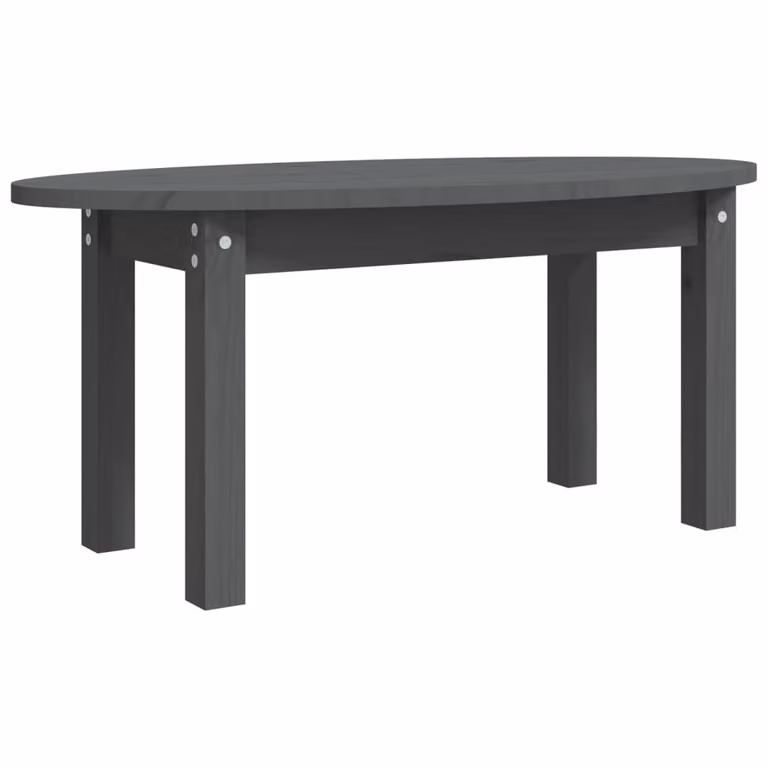 Tavolino da Salotto Grigio 80x40x35 cm Legno Massello di Pino