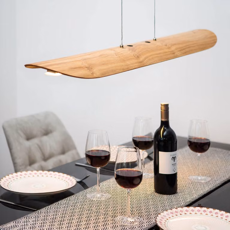 Elobra Lampada a sospensione Colombia, dimmerabile, Legno chiaro, Soggiorno / Sala da pranzo, Legno, Moderno, Lampada a sospensione