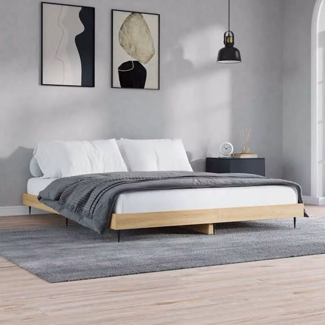 Struttura Letto Giroletto Design Mania in Rovere Sonoma e Truciolato, L/P: 200 x 200 cm