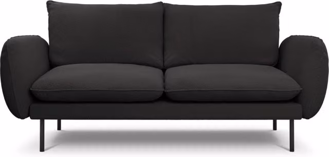 Divano 2 posti Vienna di Cosmopolitan Design in bouclé nero con struttura in metallo – 1